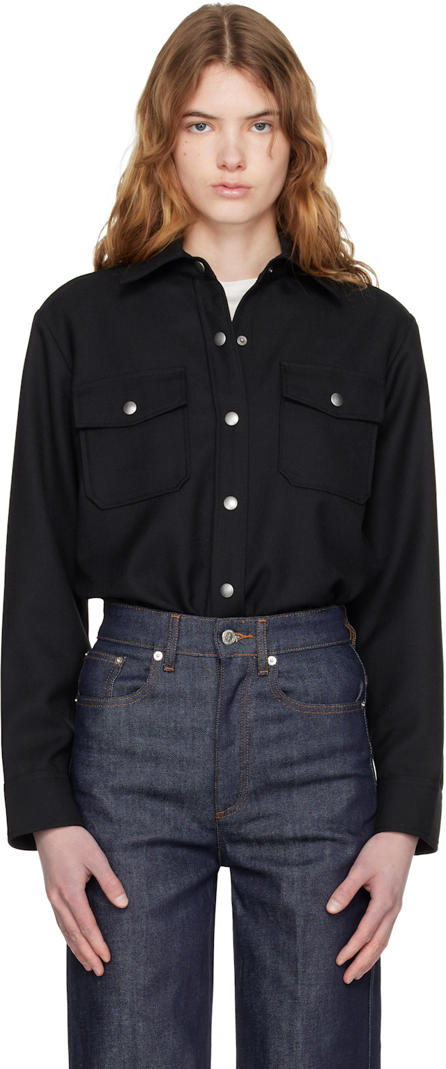 A.P.C.: ブラック オーバーシャツ | SSENSE 日本