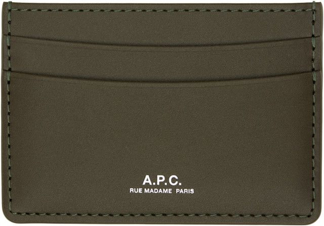A.P.C.: Khaki André Card Holder | SSENSE