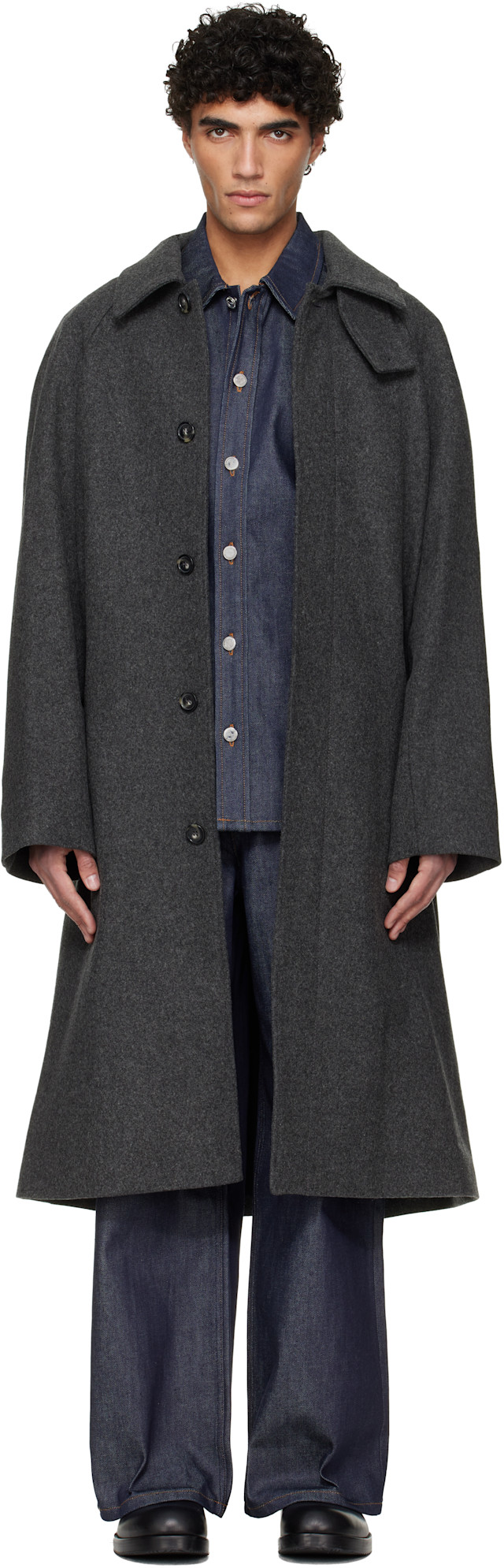 ジャケット・アウター A.P.C. gray wool balmacaan coat A.P.C.: Gray Raglan Sleeve Coat | SSENSE