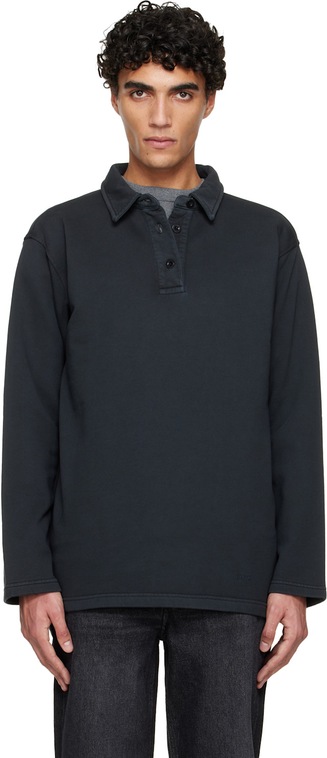 A.P.C.: Black Long-Sleeve Polo | SSENSE