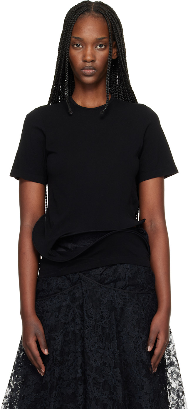 Junya Watanabe: Black Twisted Detail T-shirt | SSENSE