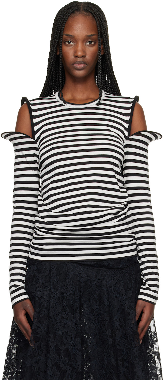 Junya Watanabe: Black & White Stripe Jersey T-shirt | SSENSE