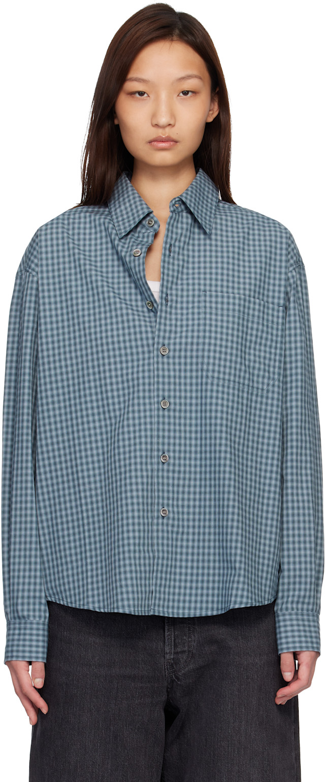 COOR: Navy Micro Ombre Check Shirt | SSENSE Argentina