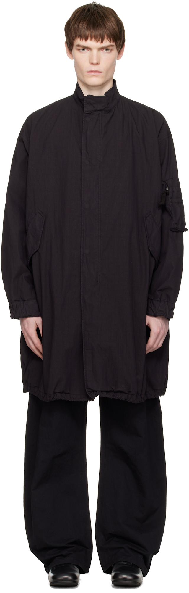 COOR: Black Garment Dyed Fishtail Parka Coat | SSENSE
