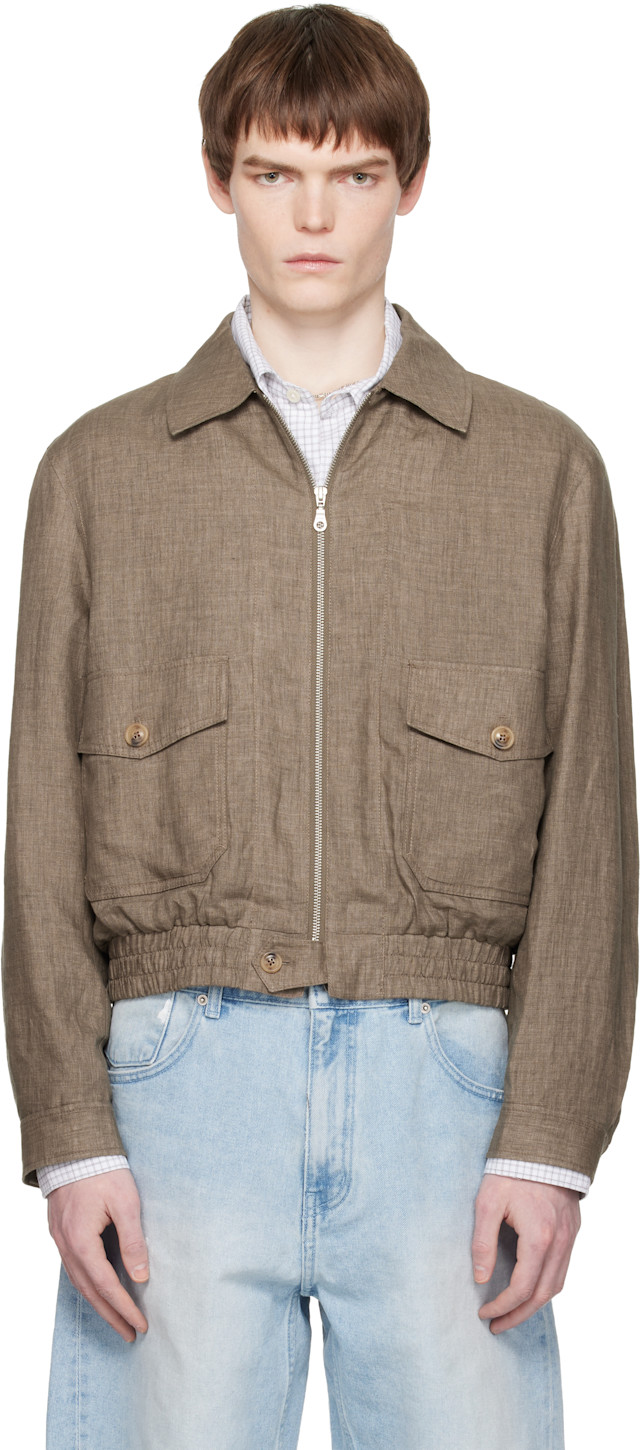 COOR: Taupe Double Pocket Station Blouson Jacket | SSENSE