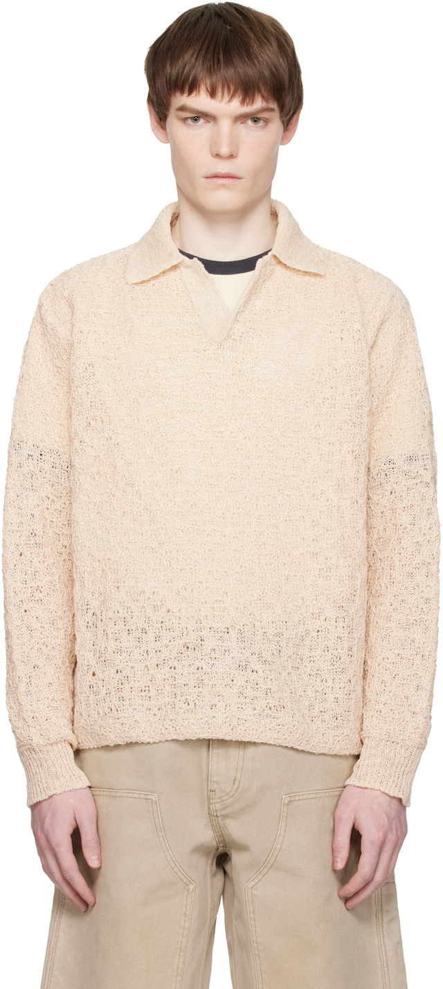 COOR: Off-White Crochet Collar Knit Polo | SSENSE