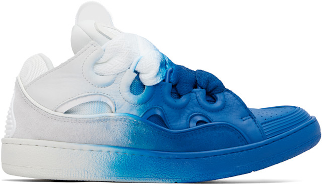 Lanvin: Blue & Off-White Spray Curb Sneakers | SSENSE