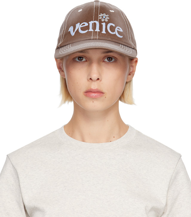 ERL Venice be nice キャップ　ブラウン ERL: ブラウン 'Venice' キャップ | SSENSE 日本