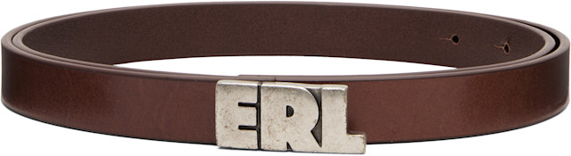 小物 ERL SKINNY LEATHER BELT ERL: Brown 'ERL' Skinny Leather Belt | SSENSE Canada