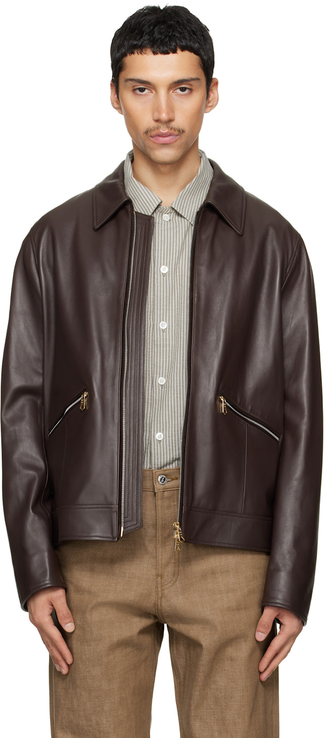 ジャケット・アウター Paul Smith cut-off leather jacket riri Men's Black Leather Zip-Front Bomber Jacket