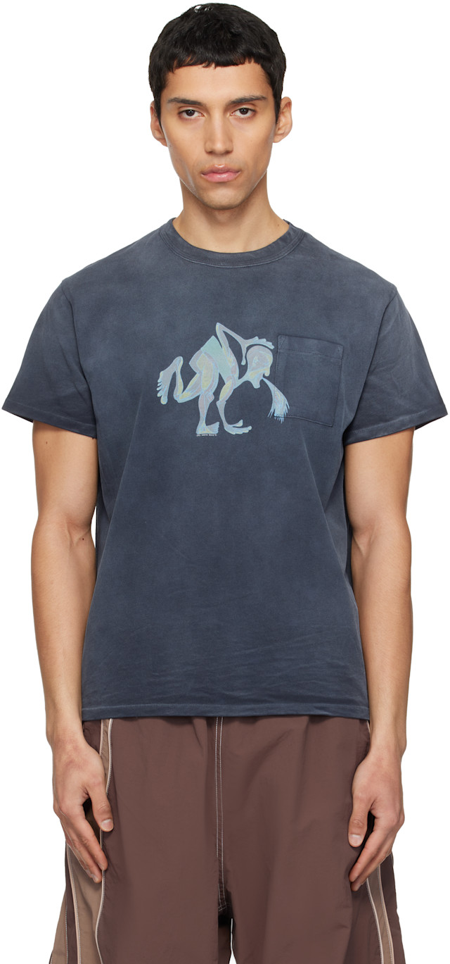 ERL リンガーt ERL: Navy Puke T-shirt | SSENSE