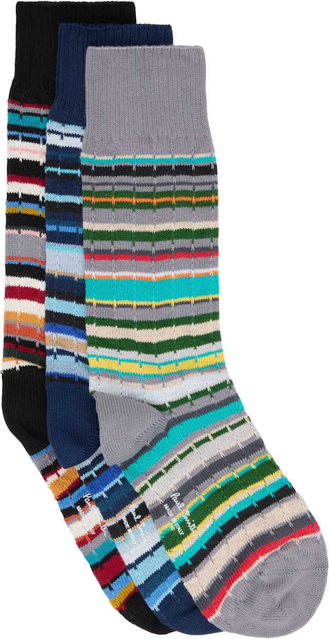 マルチカラーPaul Smith ソックス 3足セット メンズ Paul Smith: マルチカラー Cable ソックス 3足セット | SSENSE 日本