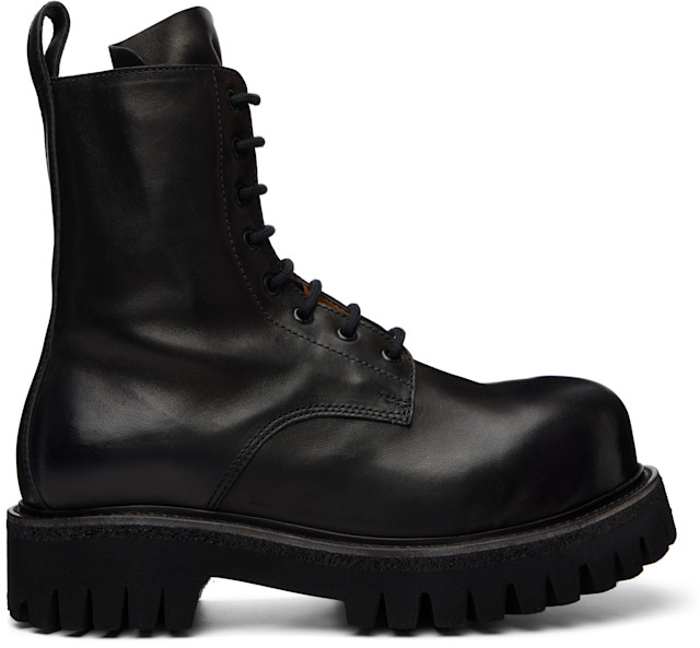 ブーツ A DICIANNOVEVENTITRE A1923 Combat Boots A DICIANNOVEVENTITRE: Black Horse Octa Combat Boots | SSENSE