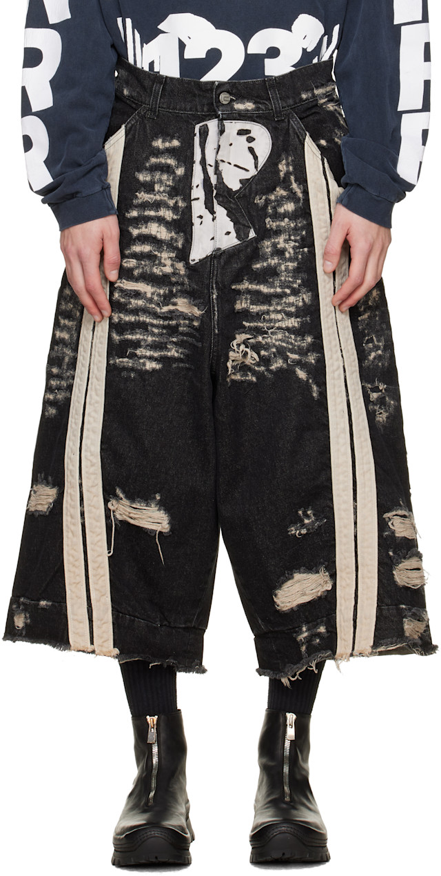 Rivington Roi Rebis: Black Heiro Denim Shorts | SSENSE