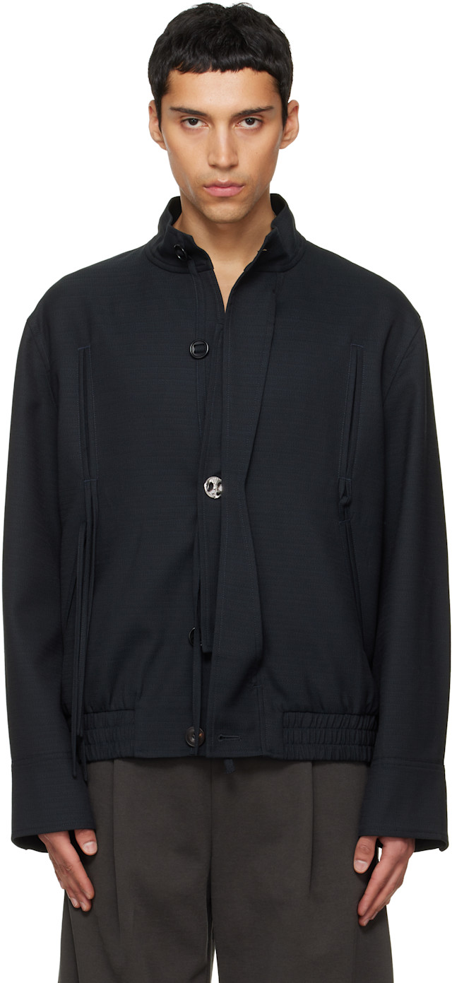 ジャケット・アウター nullus 23aw/ jacket NULLUS: ネイビー ハリントンジャケット | SSENSE 日本