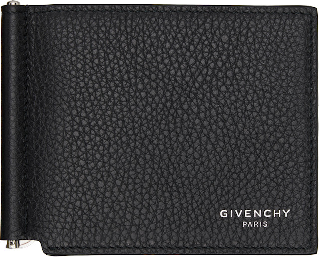 Givenchy: Black Grained Leather Clip Wallet | SSENSE