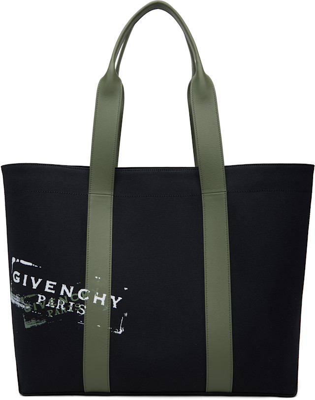 Givenchy: ブラック ラージ キャンバス トートバッグ | SSENSE 日本