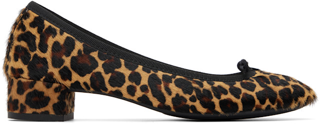 美品　Repetto Camilleバレリーナ レオパード 38 Repetto: Brown Camille Rubber-Sole Heels | SSENSE