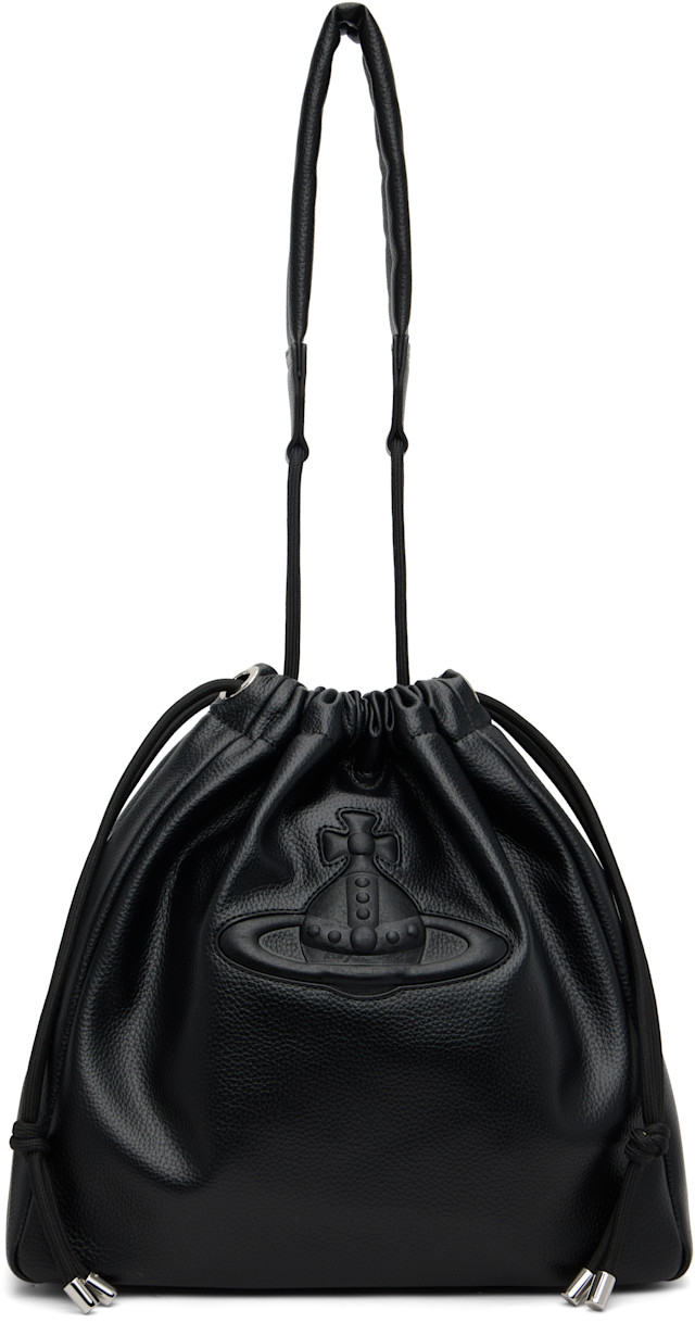 Vivienne Westwood ブラックエナメルバケットバッグ Vivienne Westwood: Black Hilary Bucket Bag | SSENSE