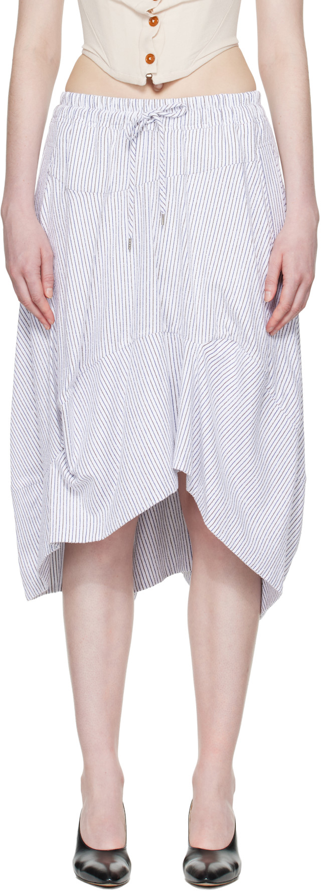 Vivienne Westwood: White & Blue Aerodrome Midi Skirt | SSENSE