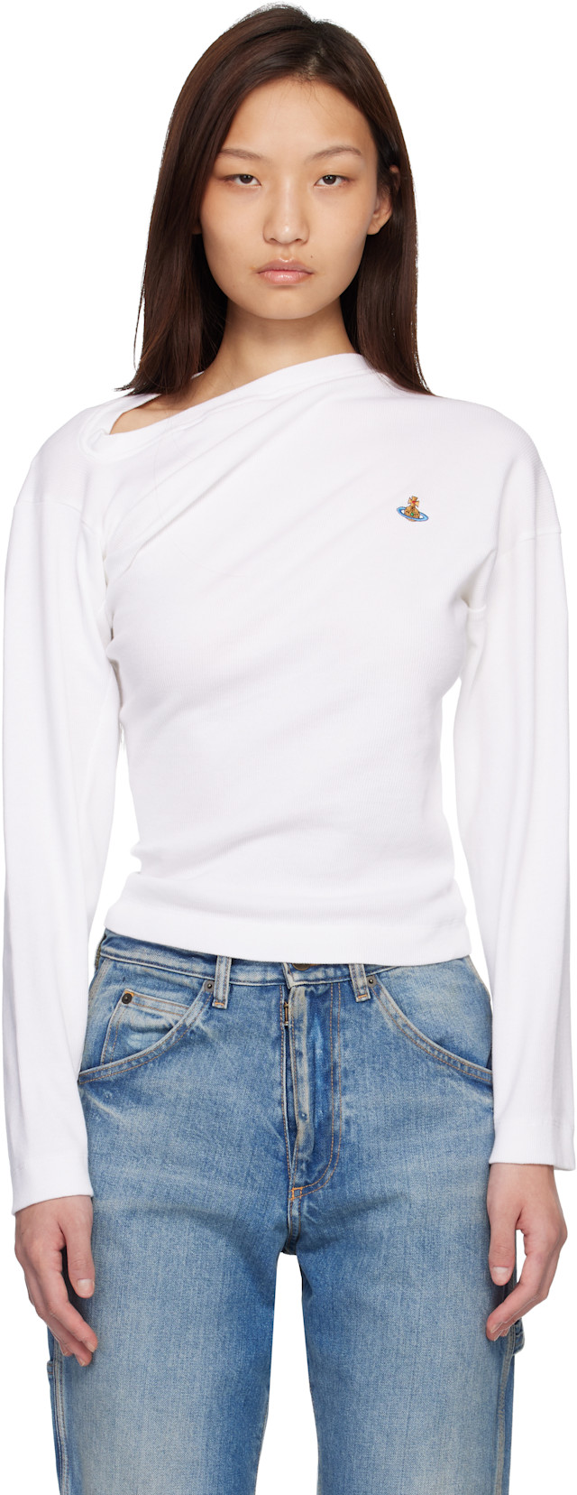 Vivienne Westwood: White Long Sleeve Hebo Top | SSENSE