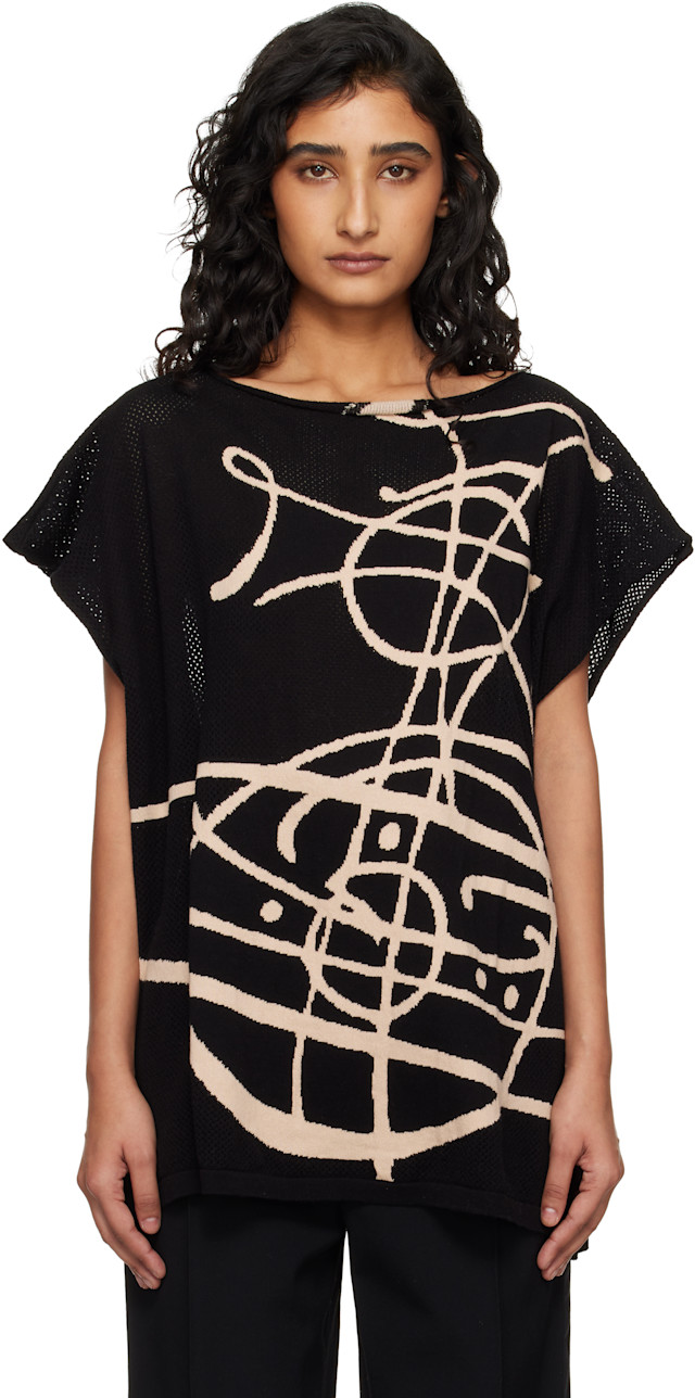 Vivienne Westwood: Black Beach Top Graffiti Orb Cover-Up Top | SSENSE