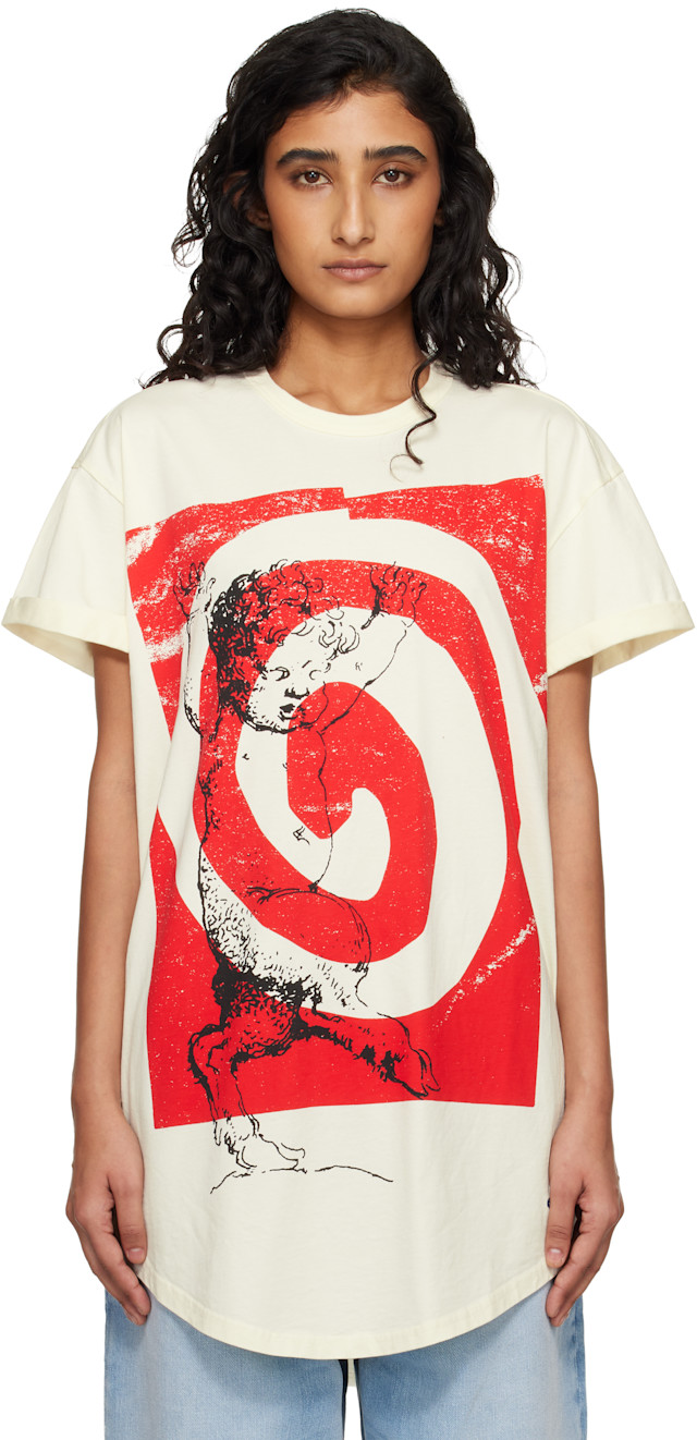Vivienne Westwoodスクイグル TシャツWorld'sEnd限定 Vivienne Westwood: Off-White Swirl Longline T-shirt | SSENSE