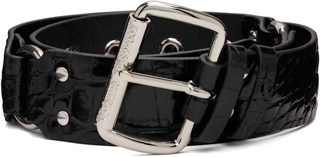 Vivienne Westwood ブラックレザー細ベルト Vivienne Westwood: ブラック Bondage ベルト | SSENSE 日本