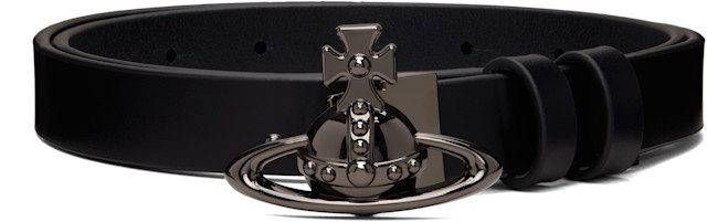 Vivienne Westwood: ブラック Small Orb バックルベルト | SSENSE 日本