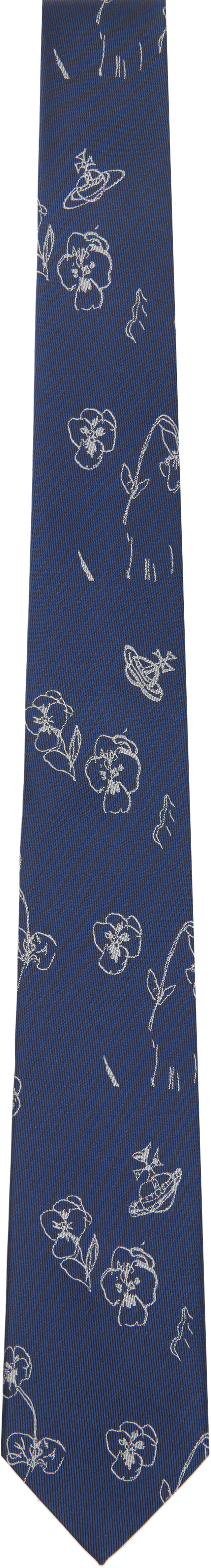 Vivienne Westwood: Navy 7cm 'Flower & Orb' Tie | SSENSE