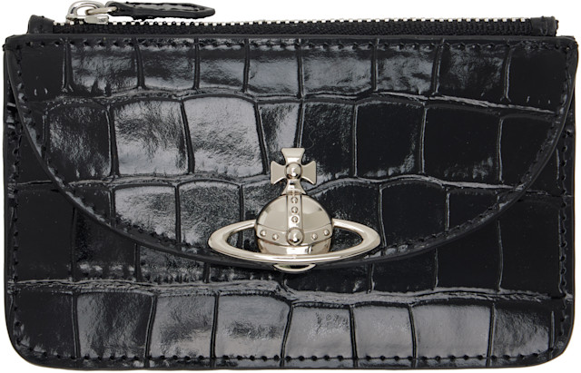 ‪*^様 VIVIENNE WESTWOOD ブラック Half Moon カー Vivienne Westwood: Black Half Moon Card Holder | SSENSE