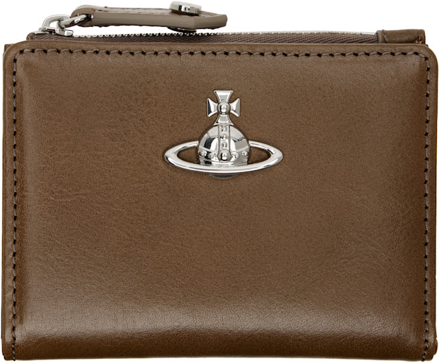 Vivienne Westwood: Brown Slim Flap Card Holder | SSENSE