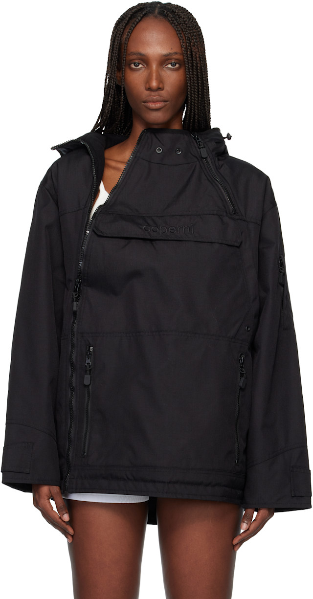 Coperni: Black Asymmetric Parka | SSENSE India