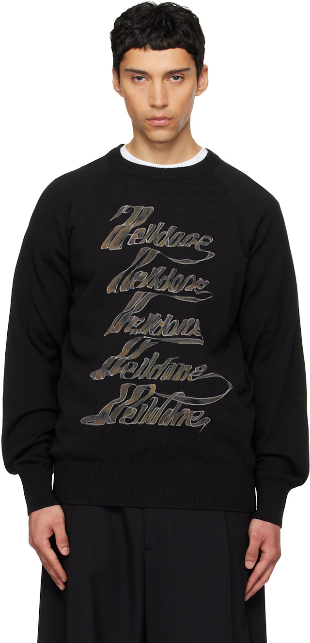 We11done: Black 'WE11DONE' Multi-Logo Sweater | SSENSE