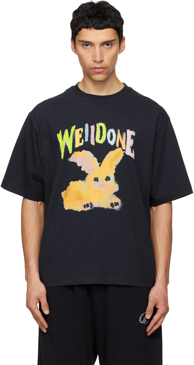We11done: ネイビー Bunny Tシャツ | SSENSE 日本