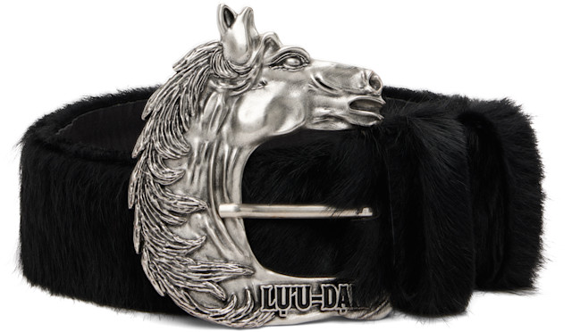 Vtg Chicos Brambillo Milano Gen Leather Belt Pony Hair Italy Cabochons On Buckle Brambilla-Milano-Vintage-  main image 4