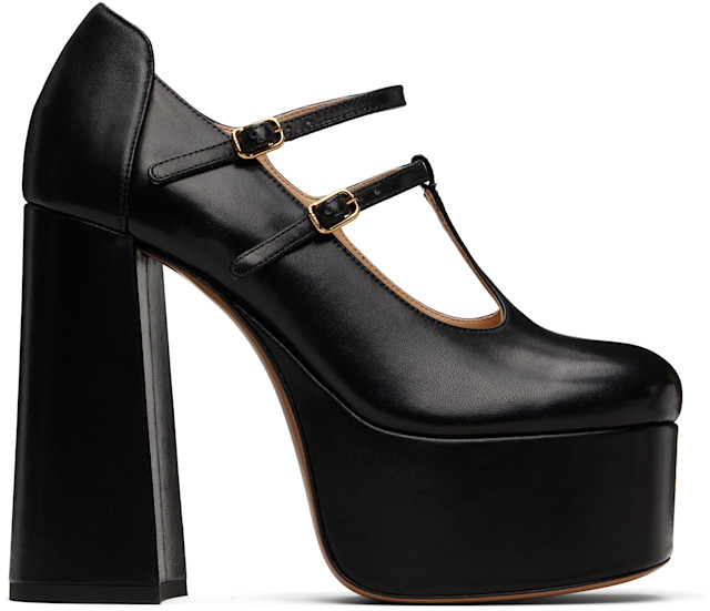 Chloe ブラックリボン結びプラットフォームヒール Chloé: Black Loti Pump Heels | SSENSE