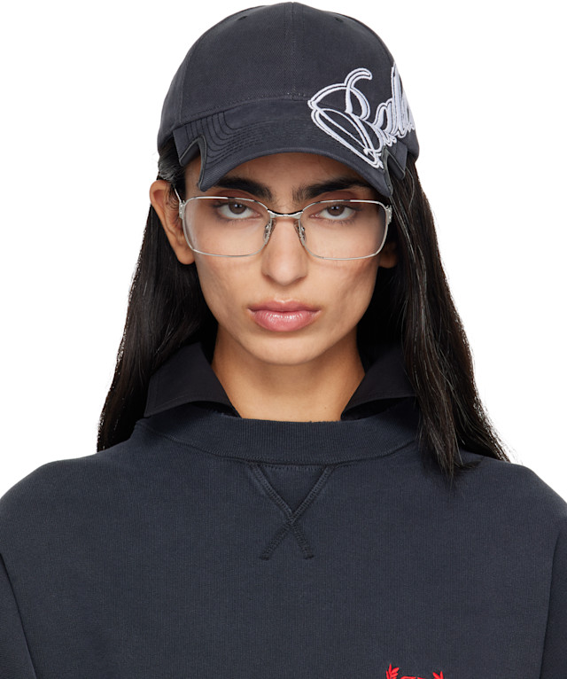 Balenciaga: ブラック Cursive Logo キャップ | SSENSE 日本