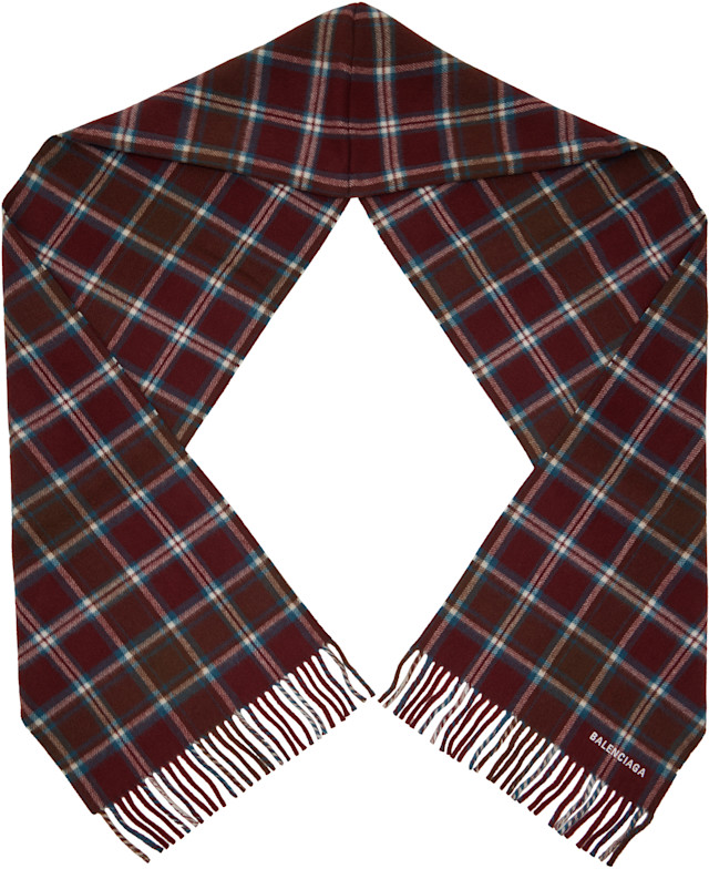 Balenciaga: Red Wool Hooded Scarf | SSENSE