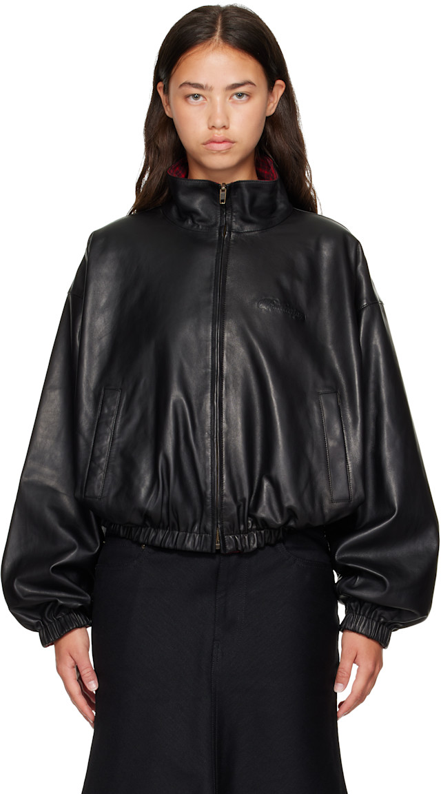 Balenciaga: Black Tracksuit Reversible Lambskin Jacket | SSENSE
