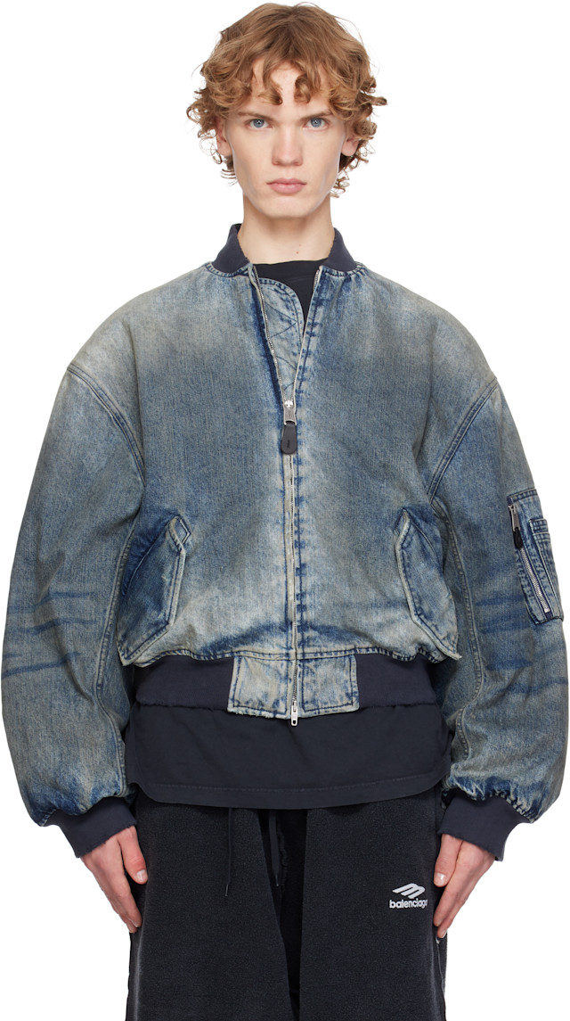 Balenciaga: ブルー Standard デニム ボンバージャケット | SSENSE 日本
