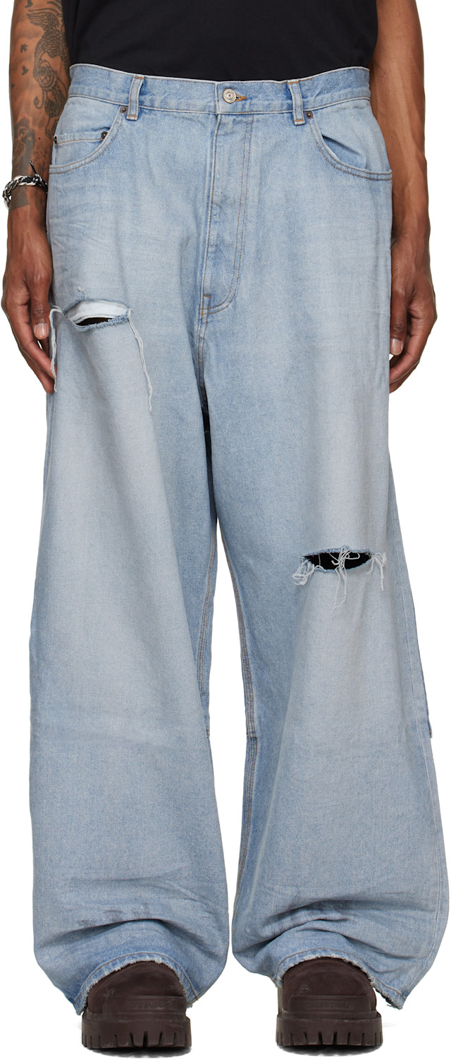 Balenciaga: Blue Minimal Baggy Jeans | SSENSE