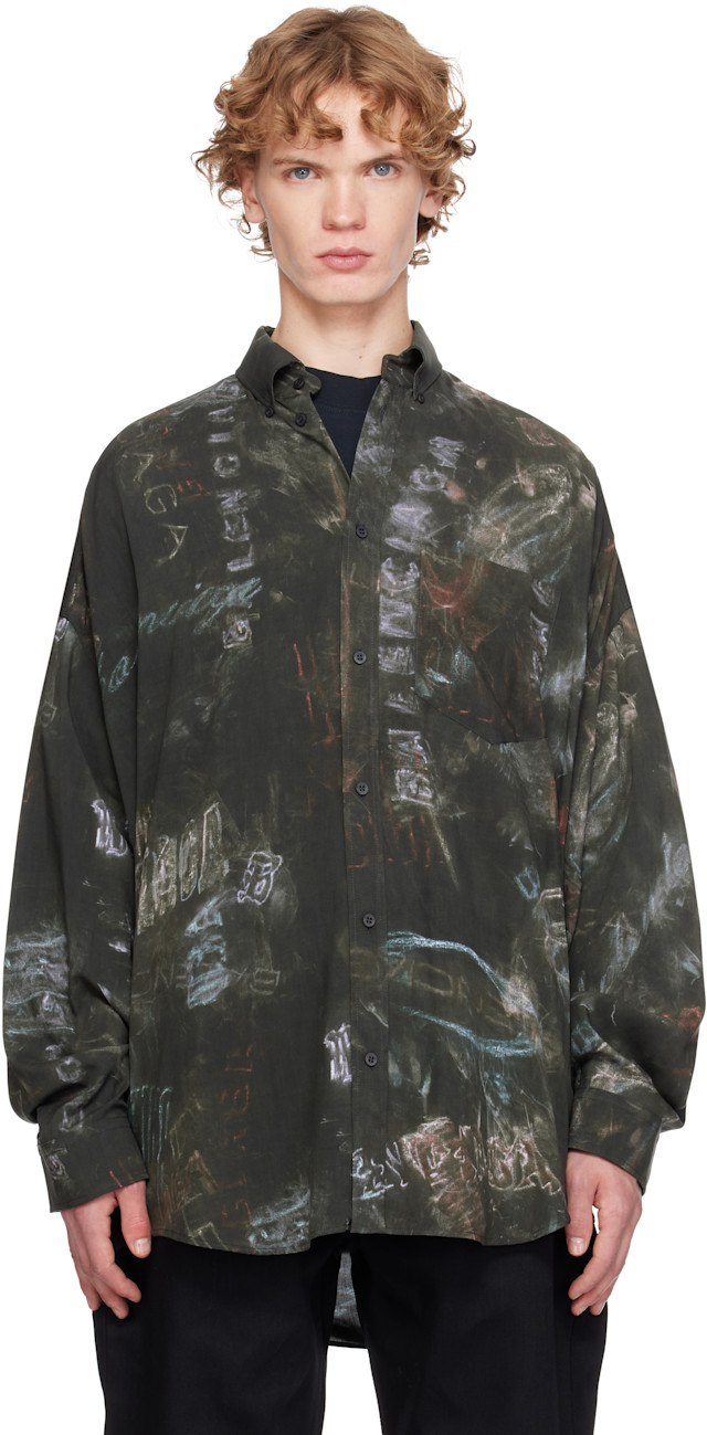 美品　BALENCIAGA シルク混 コクーンシャツ 34 ドット ジャカード balenciaga-gray-washed-crayon-