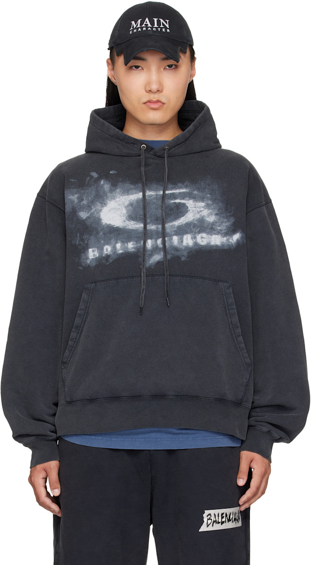Balenciaga: ブラック Washed Crayon Loop フーディ | SSENSE 日本