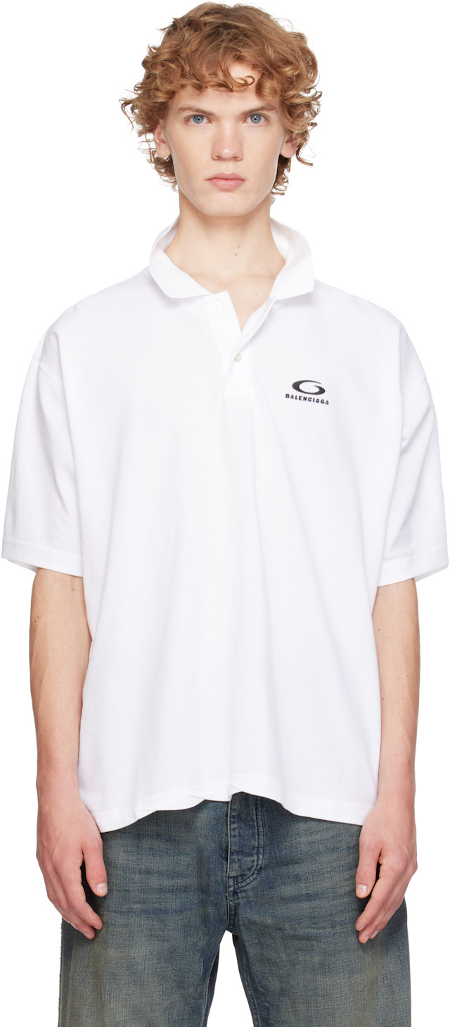 トップス balenciaga Laurel Classic Regular Polo Balenciaga: White Laurel Classic Regular Polo | SSENSE Canada