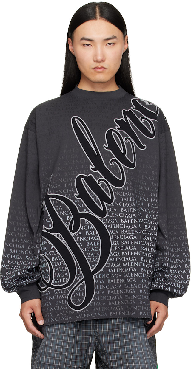 balenciaga-gray-printed-long-