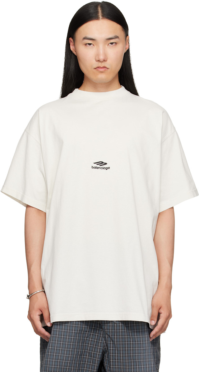 21ss BALENCIAGA オーバーサイズグラフィックシャツ Balenciaga: オフホワイト オーバーサイズ Tシャツ | SSENSE 日本