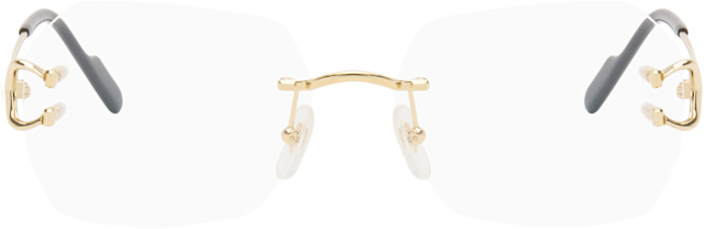 Cartier: ゴールド 'C de Cartier' スクエア リムレス メガネ | SSENSE