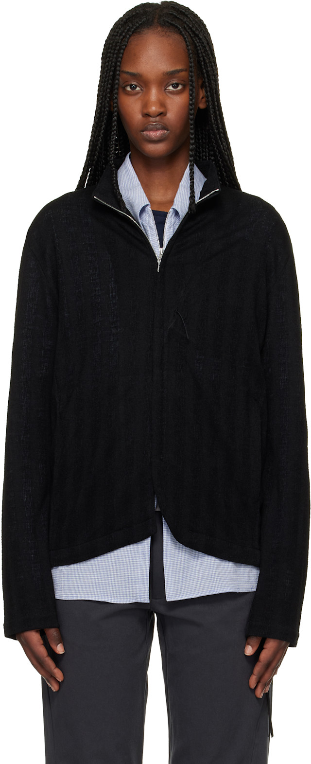 POST ARCHIVE FACTION (PAF): Black Zip Track Jacket | SSENSE