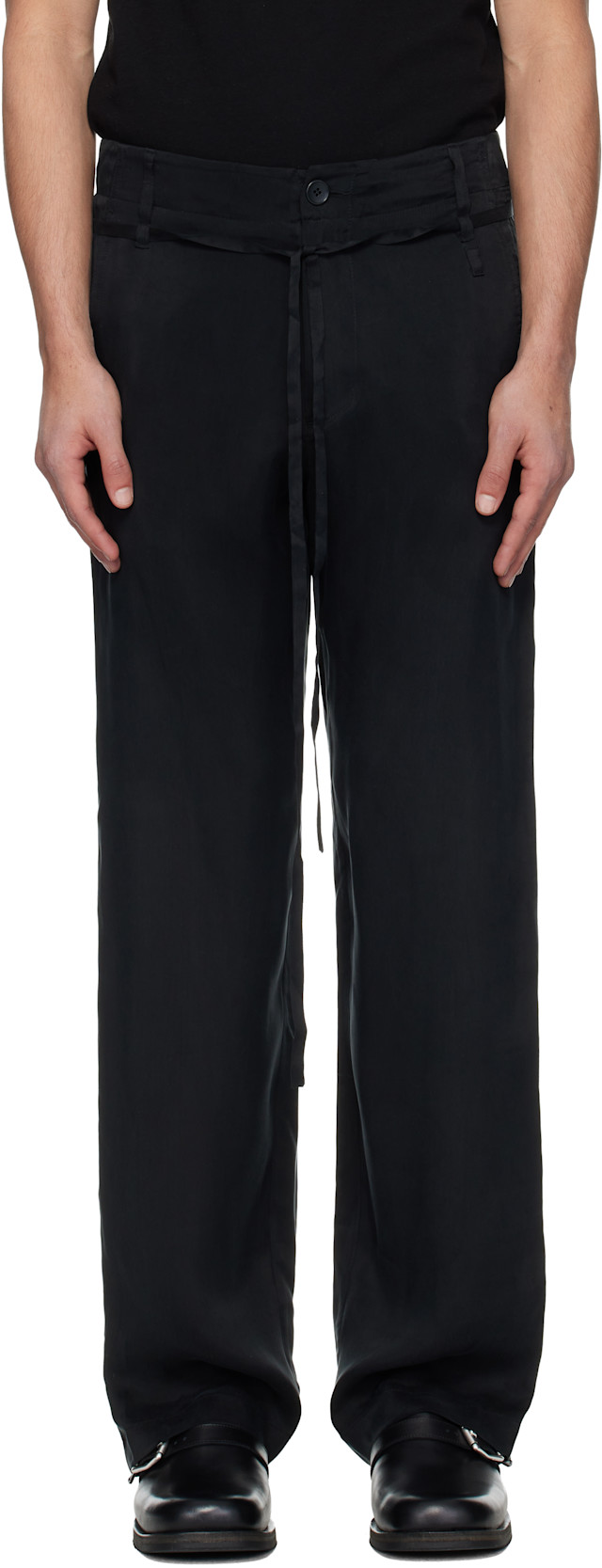 POST ARCHIVE FACTION (PAF): Black Drifter Double Trousers | SSENSE